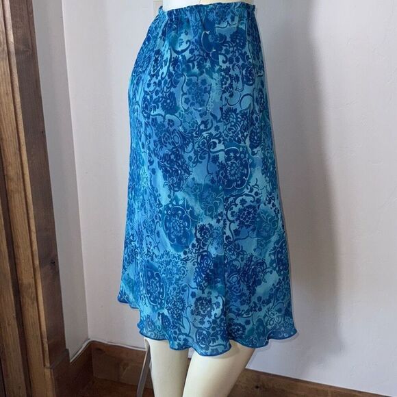 Vintage 90’s Layered Blue Floral Chiffon Long Skirt Size Large - Picture 5 of 11